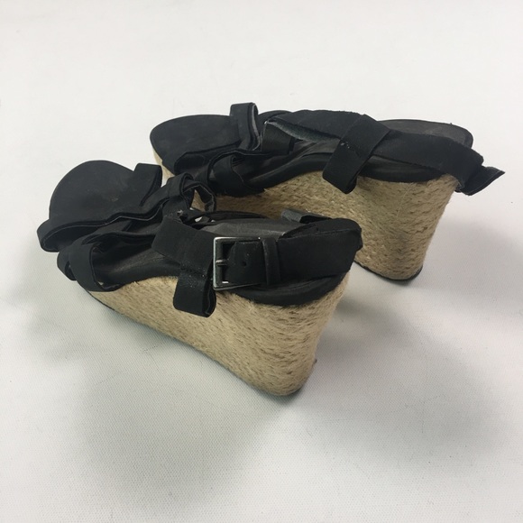 Cathy Jean Black Rope Wedge Sz 5 C59 - Picture 4 of 5